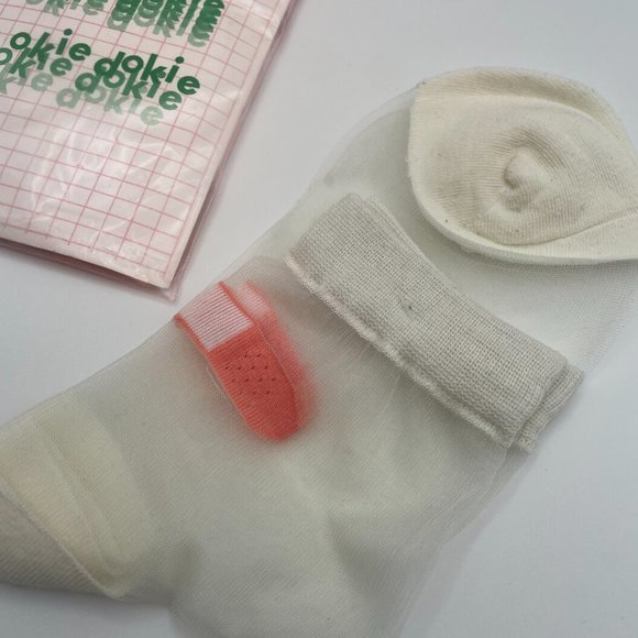 NWT Okie Dokie Sheer Socks with Bandage on Heel - Womens Trendy Mesh Socks - Picture 2 of 6